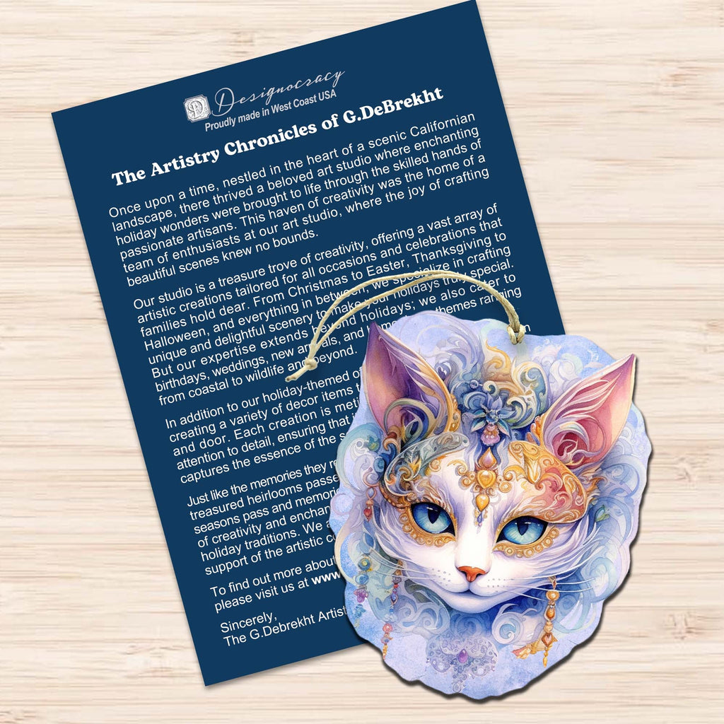 Beautiful Cats Decorative Eco Wood Ornaments Set of 3 by G. Debrekht - Christmas Decor - 8091033-S3