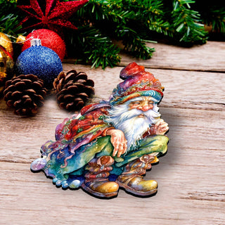 Christmas Gnomes Clip-On Eco Wood Decorative Ornaments Set of 3 by G. Debrekht - Christmas Decor - 8091031C-S3