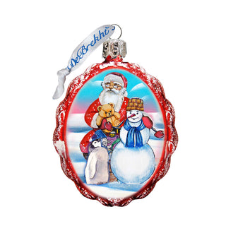 Gift Giving with Snowman Santa Mercury Glass Ornament by G. DeBrekht - Christmas Santa Snowman Decor - 773013-2