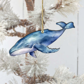 Blue Humpback Whale Wooden Ornaments by G.Debrekht - Wildlife Holiday Decor - 8710103-1