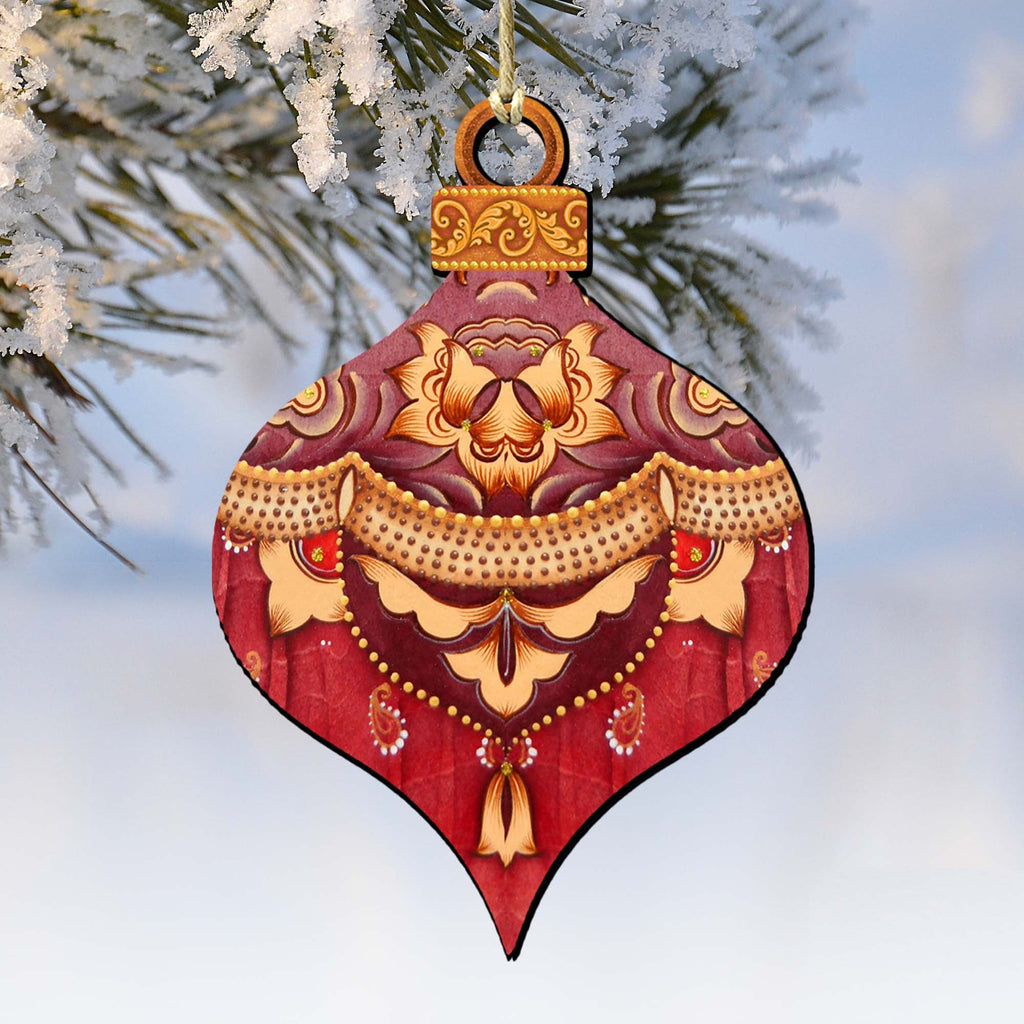 Red Round Ball Wooden Ornaments by G. DeBrekht - Christmas Decor - 8193148