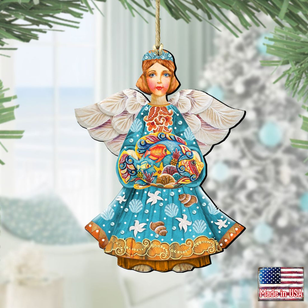 Guardian of The Sea Angel Wooden Ornaments by G. DeBrekht - Coastal Holiday Decor - 8152724