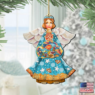 Guardian of The Sea Angel Wooden Ornaments by G. DeBrekht - Coastal Holiday Decor - 8152724