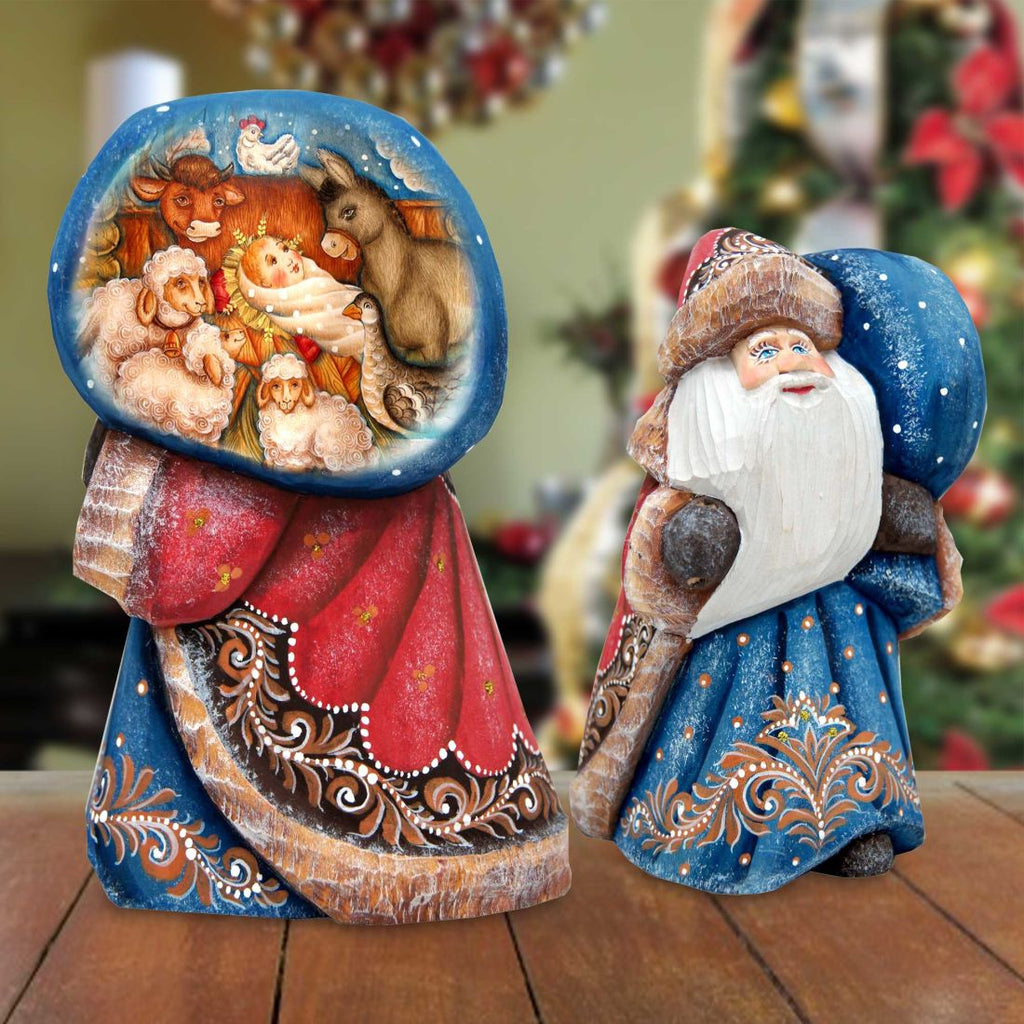 Along the Way Santa Hand-Painted WOODCARVED Masterpiece by G. DeBrekht - Nativity Holiday Decor - 8215550