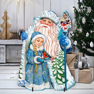 Santa with Girl Christmas Outdoor Decor by G. DeBrekht - Christmas Santa Snowman Decor - 8111410F