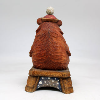 One-of-a-Kind Bear with Balalaika WOODCARVED Figurine 6x45x35 by GDeBrekht - Unique Handcrafted and Handpainted Collectible