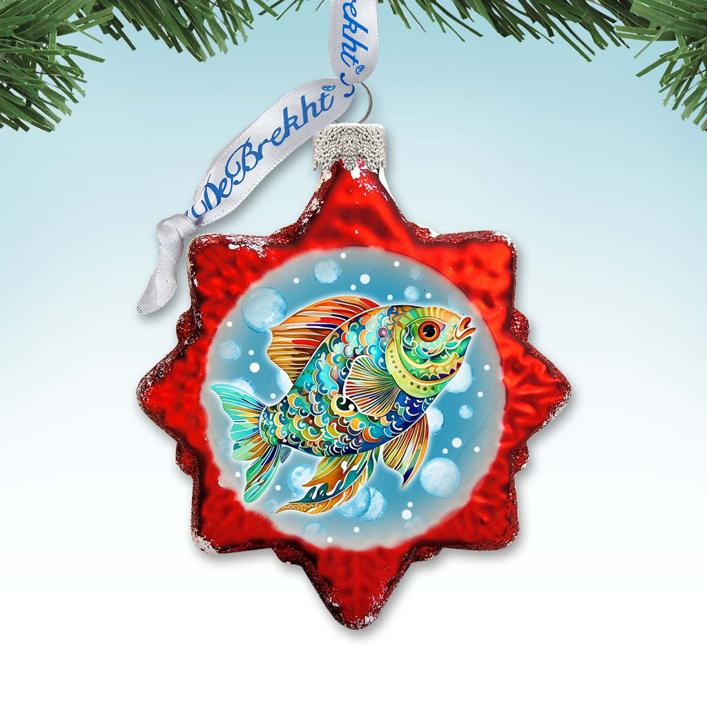 Coastal Decorations - Colorful Fish Keepsake Glass Ornaments by G. Debrekht - Christmas Decor - 777409