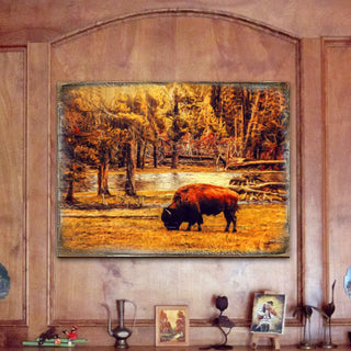 Bison Art Wooden Wall Art by Nature Wonders - Nature Wildlife Decor - 95293B