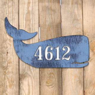 Whale Coastal Wooden Personalized House Number Sign by G. Debrekht - Coastal Sea-Life Decor - Handcrafted Wooden Handcrafted Wooden Handcrafted Wooden Handcrafted Wooden Address Sign - MA985162