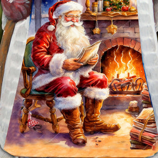 Santa at Fireplace Santa Hand-Painted WOODCARVED Figurine by G. DeBrekht - Nativity Holiday Decor - 8209019