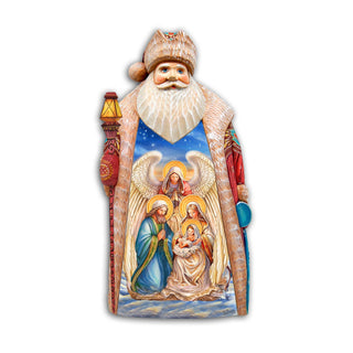 Nativity with Angel Santa Hand-Painted WOODCARVED Masterpiece by G. DeBrekht - Nativity Holiday Decor - 210232SE