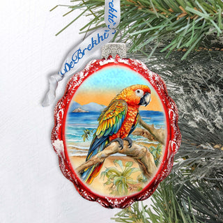 Coastal Christmas Decor - Parrot Keepsake Glass Ornaments by G. Debrekht - Coastal Holiday Decor - 777393