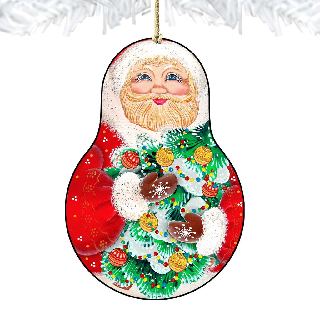 Santa Nesting Doll Wooden Ornaments by G. DeBrekht - Christmas Santa Snowman Decor - 8115011-2