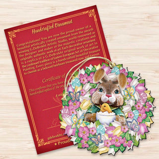 Bunny Wreath Wooden Ornaments Easter by G. DeBrekht - Easter Spring Decor - 8185301-2