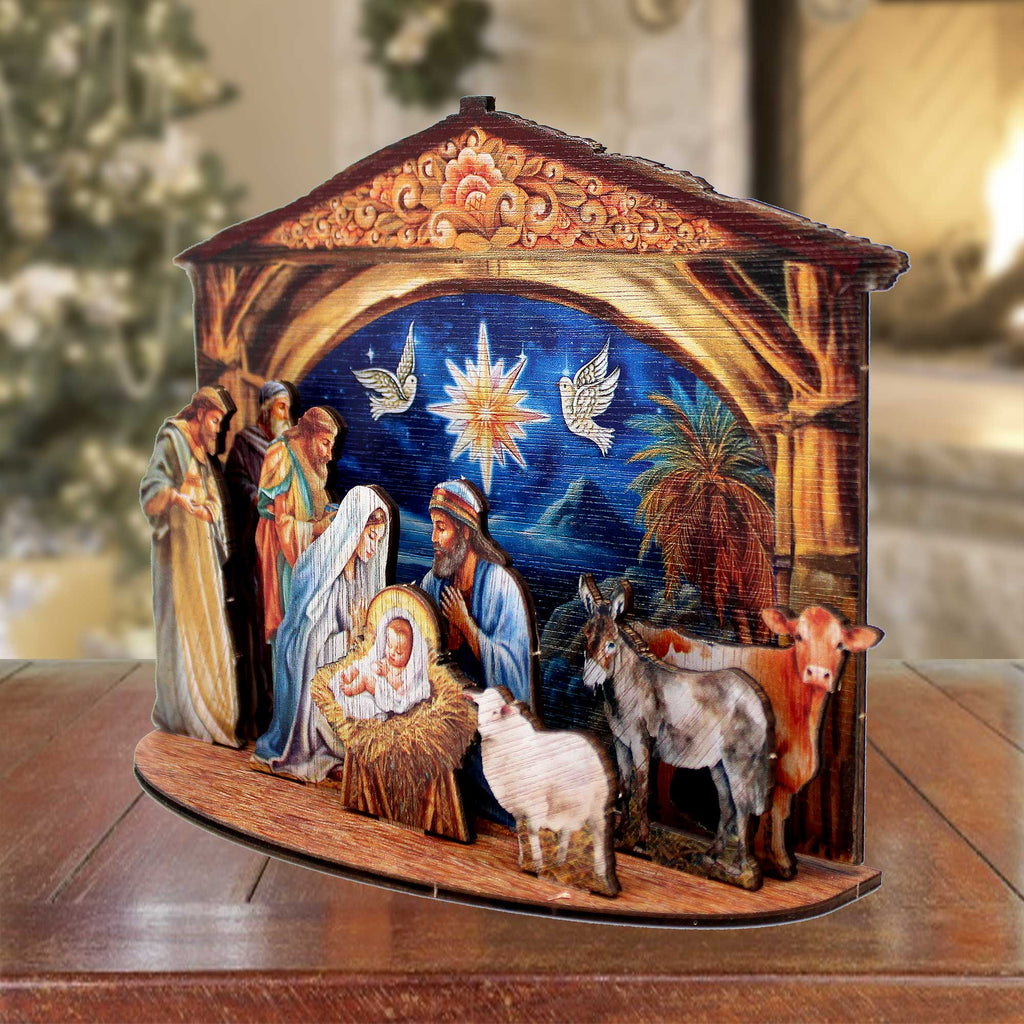 The Birth of Jesus Nativity Scene Decorative Village Eco Wood Set by G. Debrekht Nativity Holiday Decor - 852761