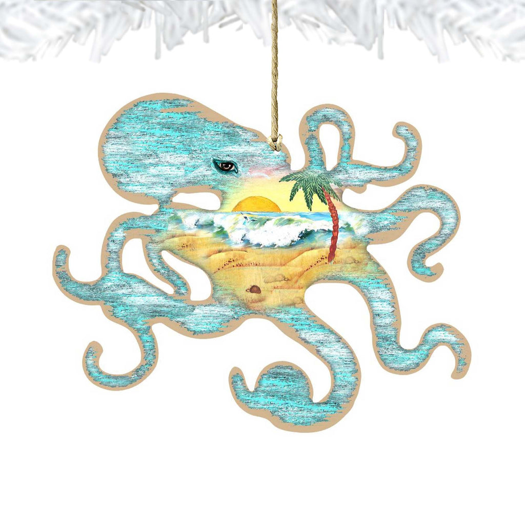 Octopus Wooden Ornaments by G. DeBrekht - Coastal Holiday Decor - 8198512-2