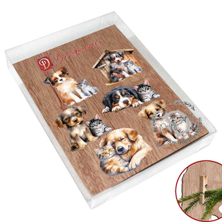 Dogs Clip-On Eco Wood Decorative Ornaments Set of 6 by G. Debrekht - Christmas Decor - 8090017C-S6