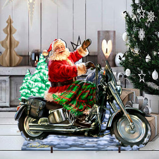 Santa Motorcycle Rider Christmas Outdoor Yard Sign by D. Gelsinger - Christmas Santa Snowman Decor - 8461029F-1553