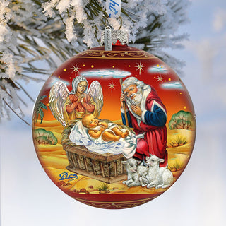 Adoration Ball in Red Glass Ornament - Limited Edition by G. Debrekht Nativity Holiday Decor - 73864R