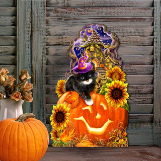 Halloween Kitten Door Decor by D. Gelsinger - Thanksgiving Halloween Decor - 8461066H-DG