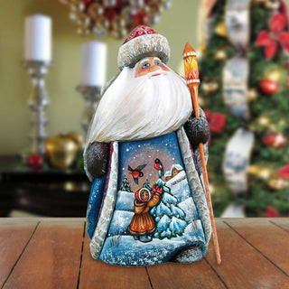 Girl in a Forest Santa Hand-Painted WOODCARVED Masterpiece by G. DeBrekht - Christmas Decor - 8214835