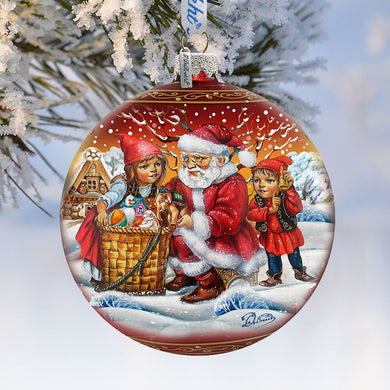 Vintage Christmas Ball in Red Glass Ornament Limited Edition by G. DeBrekht - Christmas Santa Snowman Decor - 73840R