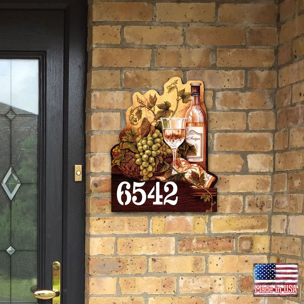 Vine Lovers Wooden Custom House Number Sign by G. DeBrekht - Love Family Kids Decor - Handcrafted Wooden Handcrafted Wooden Handcrafted Wooden Handcrafted Wooden Address Sign - MA95349