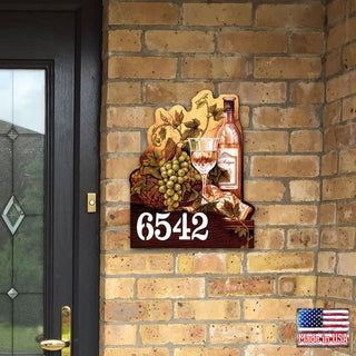 Vine Lovers Wooden Custom House Number Sign by G. DeBrekht - Love Family Kids Decor - Handcrafted Wooden Handcrafted Wooden Handcrafted Wooden Handcrafted Wooden Address Sign - MA95349