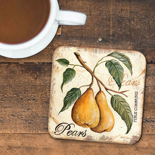 Pears Wooden Cork Coasters Gift Set of 4 by Nature Wonders - Nature Wildlife Decor - 8198631C-S4