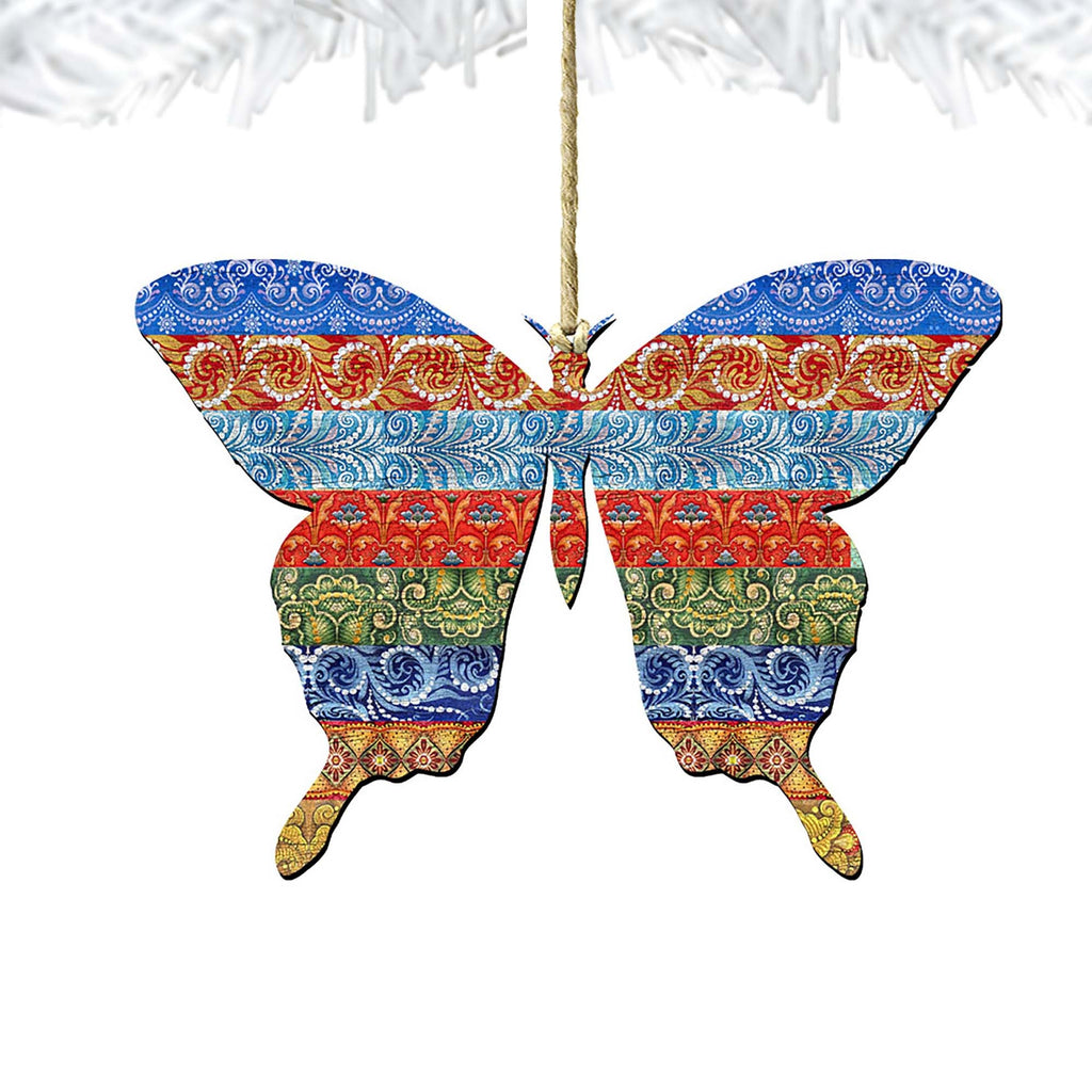 Quilted Butterfly Wooden Ornaments by G. DeBrekht - Easter Spring Decor - 8198718