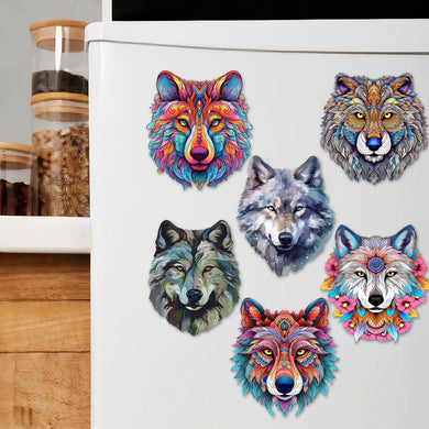 Enigmatic Wolves Decorative Eco Wood Magnets Set of 6 by G. Debrekht - Wildlife Decor - 8090113G-S6