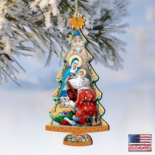 Adoration Nativity Tree Wooden Ornaments by G. DeBrekht - Nativity Holiday Decor - 8128833