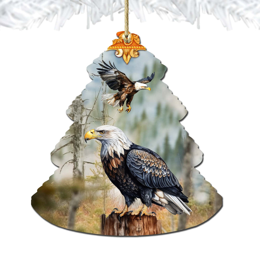 Alaskan Bald Eagles Tree Wooden Ornaments by G.Debrekht - Wildlife Holiday Decor - 870006