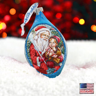 Teddy Bear Santa Drop Glass Ornament by G. DeBrekht - Christmas Decor - 757-006