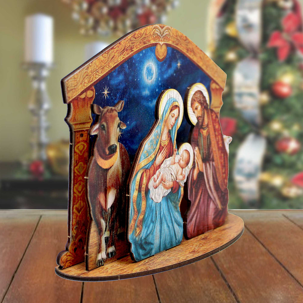 Holy Family Nativity Scene Decorative Village Eco Wood Set by G. Debrekht Nativity Holiday Decor - 852764