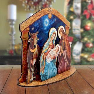 Holy Family Nativity Scene Decorative Village Eco Wood Set by G. Debrekht Nativity Holiday Decor - 852764