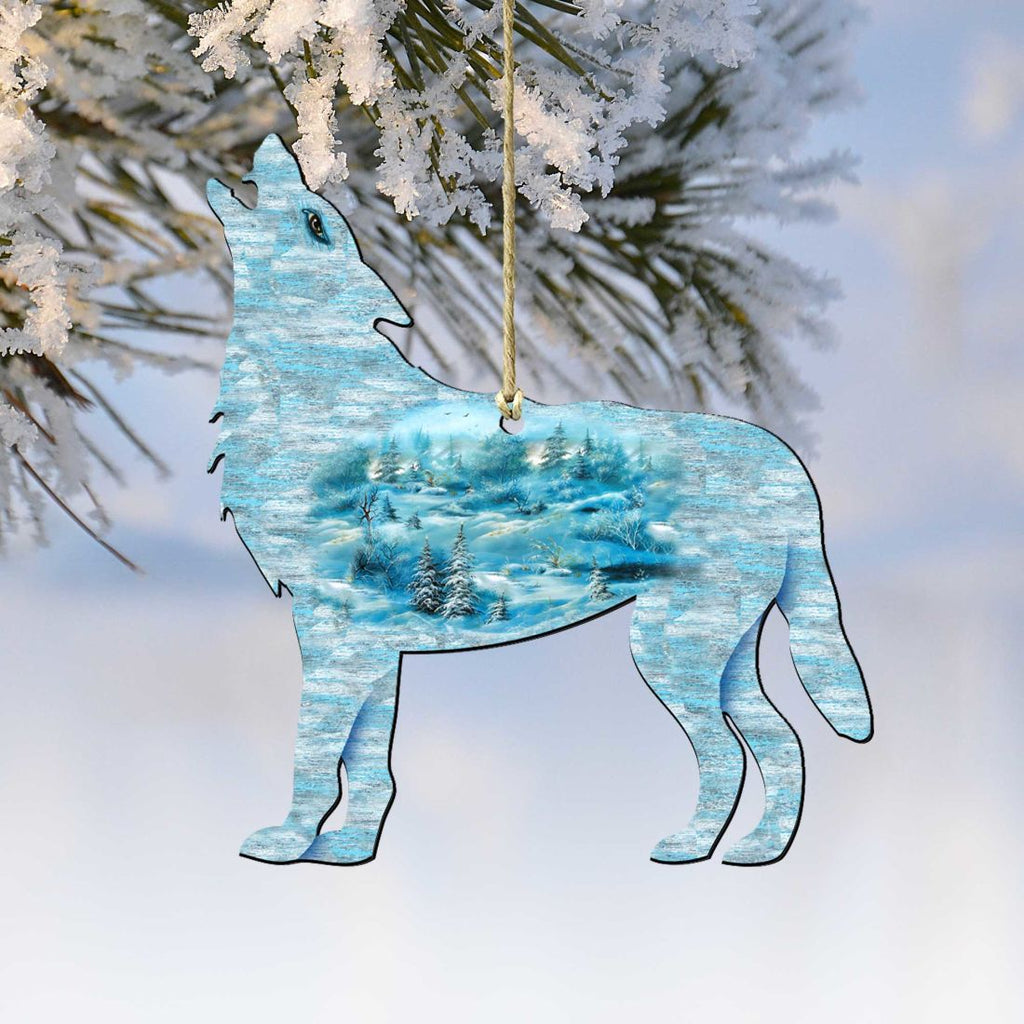 Winter Wolves Christmas Wooden Ornaments by G. DeBrekht - Wildlife Holiday Decor - 8198227