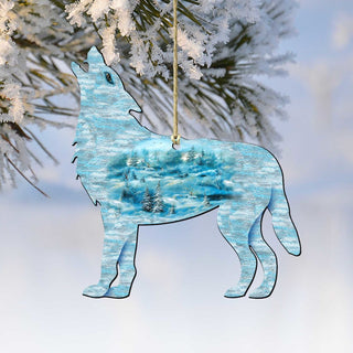 Winter Wolves Christmas Wooden Ornaments by G. DeBrekht - Wildlife Holiday Decor - 8198227