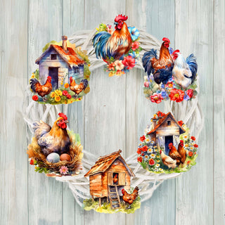 Spring on the Farm Clip-On Eco Wood Decorative Ornaments Set of 6 by G. Debrekht - Easter Decor - 8090056C-S6