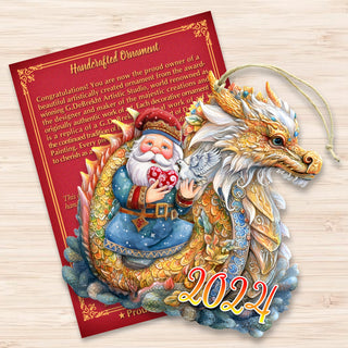 Santa with Dragon Wooden Ornaments by G. Debrekht Christmas Decor - 8611088-24