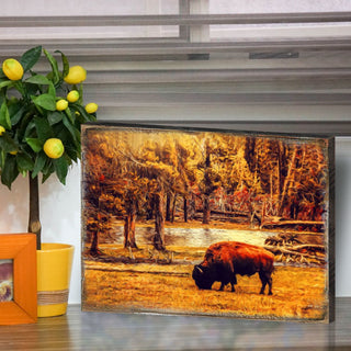 Bison Art Wooden Wall Art by Nature Wonders - Nature Wildlife Decor - 95293B