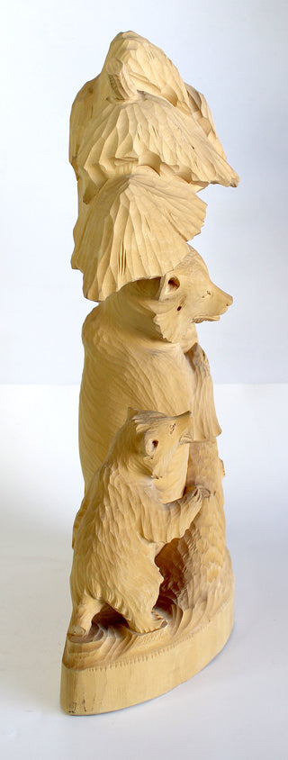One-of-a-Kind Bear Family Wood Carved Figurine 18