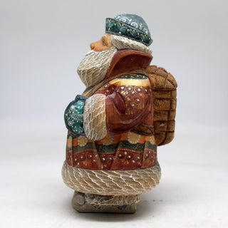 One-of-a-Kind Santa on Ski WOODCARVED Figurine 55x35x3 by GDeBrekht - Unique Handcrafted and Handpainted Collectible