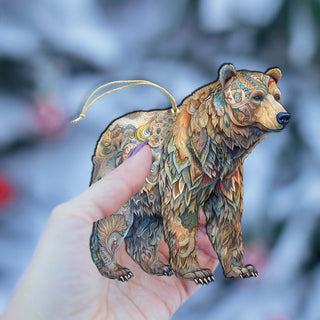 Alaskan Majestic Bear Wooden Ornaments by G.Debrekht - Wildlife Holiday Decor - 8710106-1