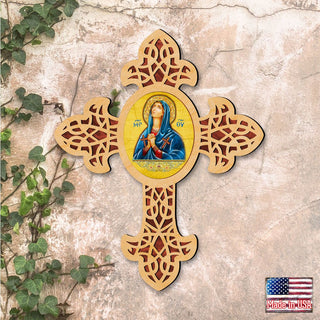 Mary Magdalene Pointy Wooden Cross by Museum Icons - Inspirational Icon Decor - 88314