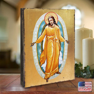 Resurrection Wooden Gold Plated Religious Christian Sacred Icon - Inspirational Icon Decor - 85059