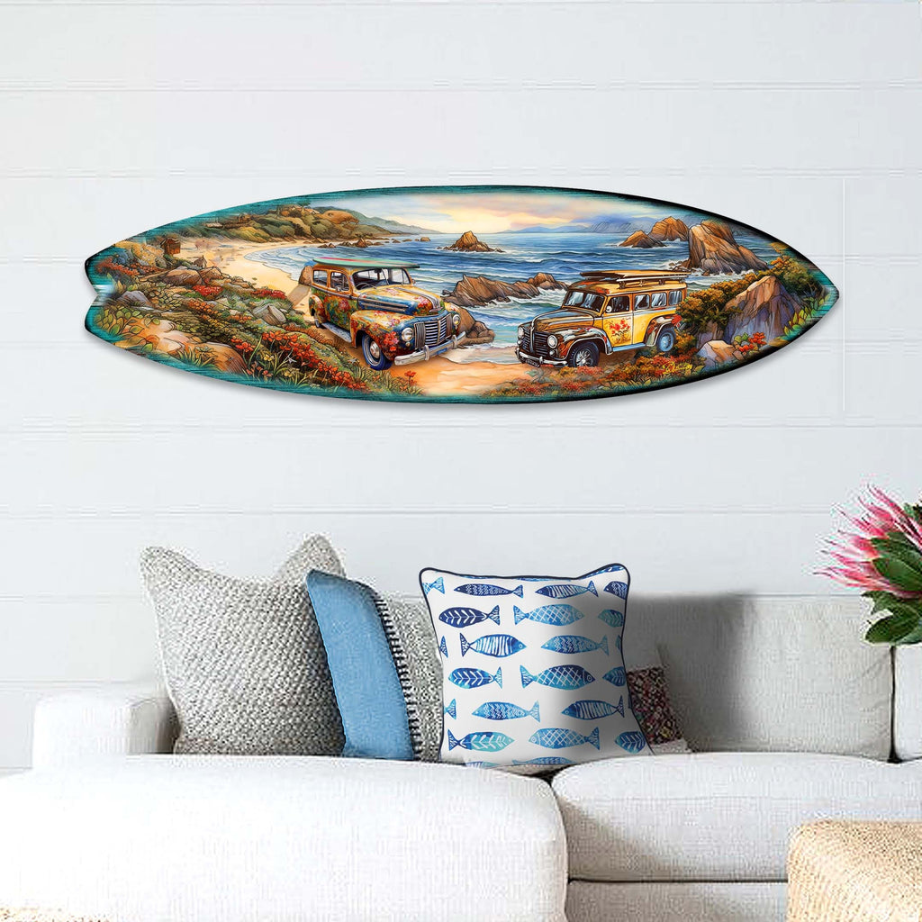 Early Morning Surf Surfboard Coastal Wall Art by G. DeBrekht - Coastal Holiday Decor - 8490126HS