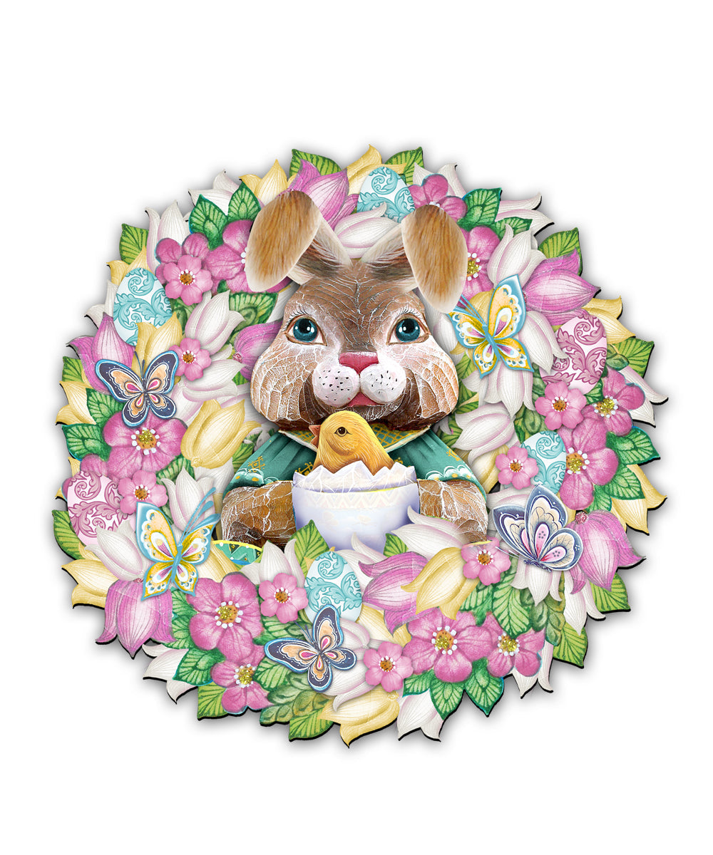 Bunny Holiday Door Wreath by G. DeBrekht - Easter Spring Decor - 8185301-2H