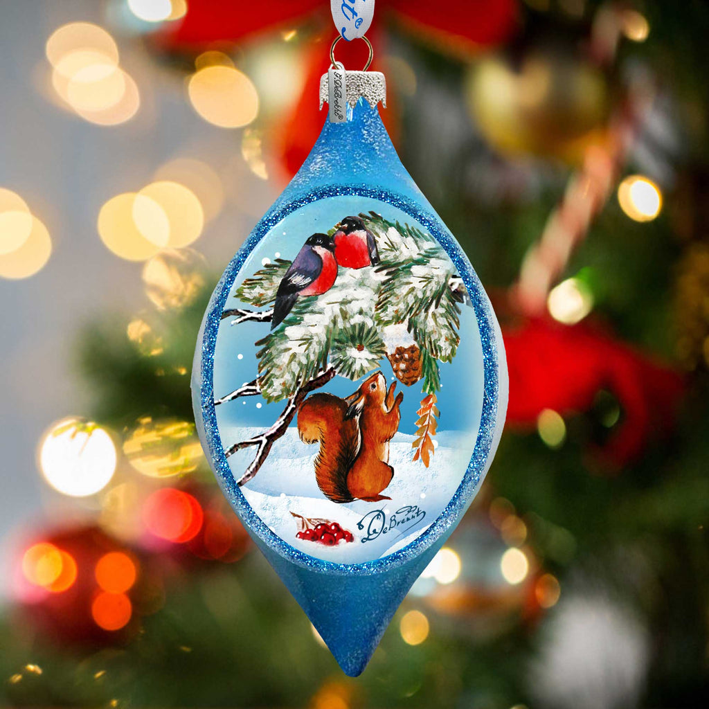 Squirrel and Birds Ball Glass Ornament by G. DeBrekht - 73451