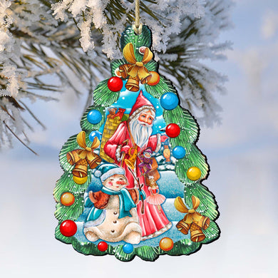 Christmas Arrival Wooden Ornaments by G. DeBrekht - Christmas Santa Snowman Decor - 8114020